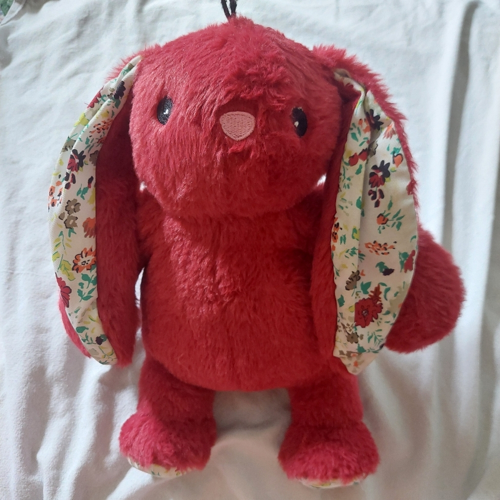 Red Plush Bunny with Floral Ears